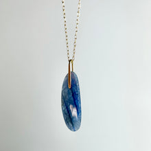 Load image into Gallery viewer, Elongated Blue Sapphire Drop on 14k Gold Necklace
