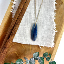 Load image into Gallery viewer, Elongated Blue Sapphire Drop on 14k Gold Necklace
