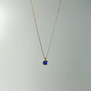 Micro 4 mm Blue Sapphire 18k Gold Necklace