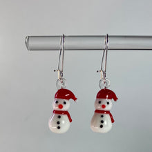 Load image into Gallery viewer, Mini Glass Snowman Earrings
