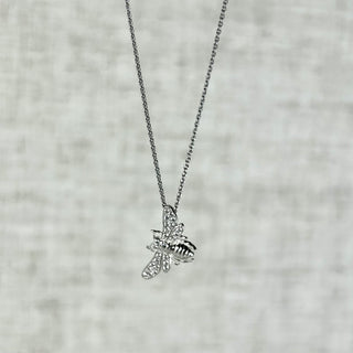 Sterling Silver Bee Necklace With Cubic Zirconia