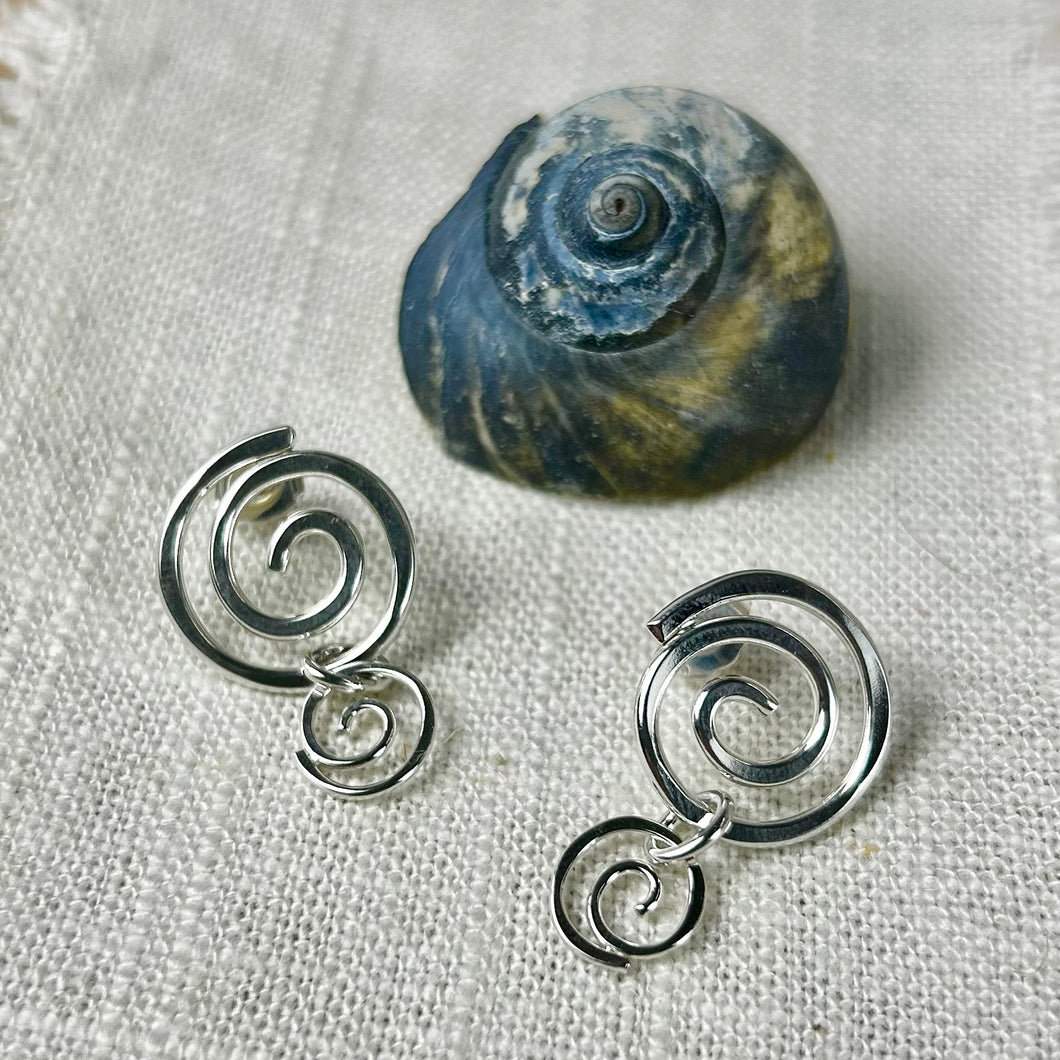 Double Spiral Sterling Silver Post Earrings