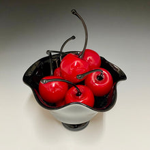 Load image into Gallery viewer, Carlson Black Fluted Bowl of  Cherries
