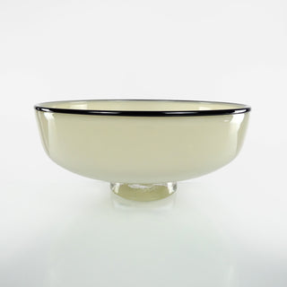 Ivory with Black Lip Wrap Low Bowl