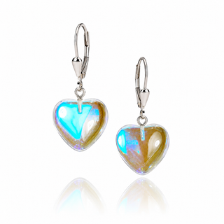 Dichroic Glass Heart Earrings