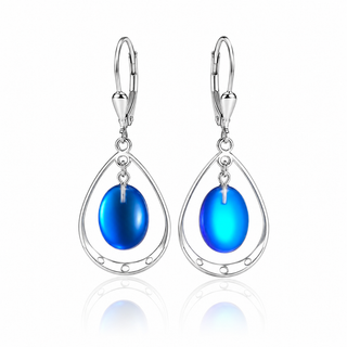 Dichroic Oval With Loop Earrings