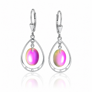 Dichroic Oval With Loop Earrings