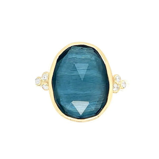 London Blue Ring with Diamonds