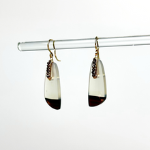 Load image into Gallery viewer, Montana Agate Earrings with Chocolate Diamonds and 14k Gold Wire Wrap
