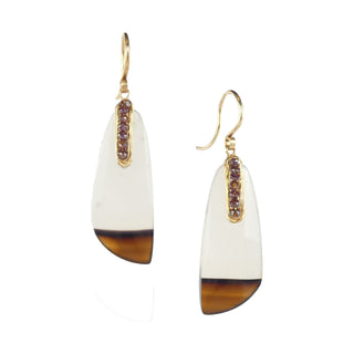 Montana Agate Earrings with Chocolate Diamonds and 14k Gold Wire Wrap