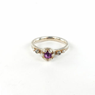 Pink Sapphire and Blue Diamond Ring