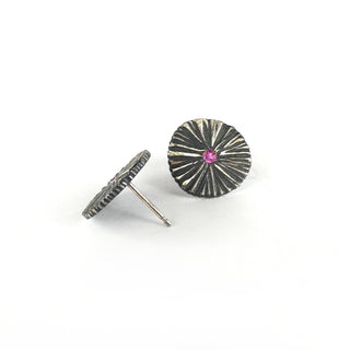 Small Circle Dig Earrings with Pink Sapphire