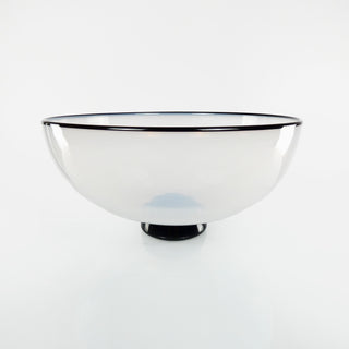 White with Black Lip Wrap Low Bowl