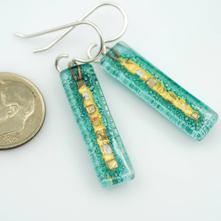 Aqua Golden Phase Bar Earrings
