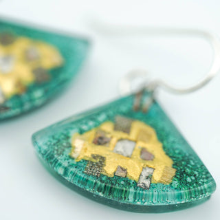 Aqua Golden Phase Fan Earrings