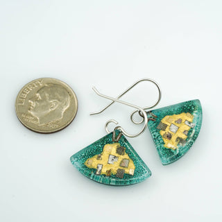 Aqua Golden Phase Fan Earrings