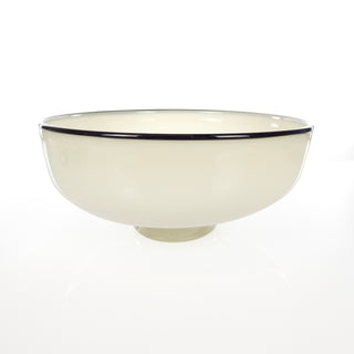Creamy White Low Bowl With Black Lip Wrap