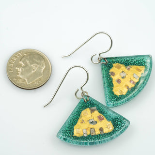 Aqua Golden Phase Fan Earrings