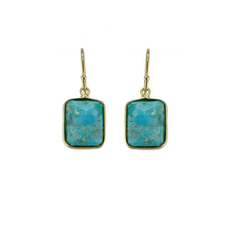 Faceted Turquoise Rectangle Earrings