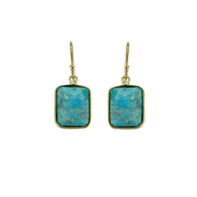 Load image into Gallery viewer, Faceted Turquoise Rectangle Earrings
