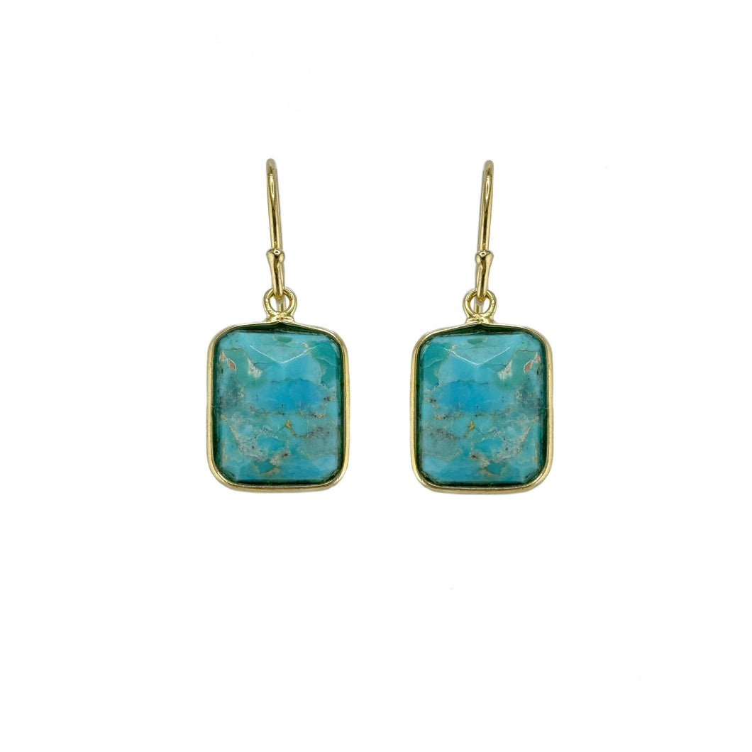 Faceted Turquoise Rectangle Earrings