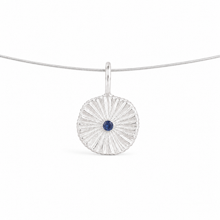 Silver and Sapphire Dig Circle Pendant