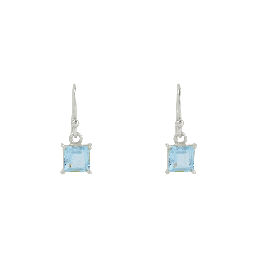 Blue Topaz Square Earrings