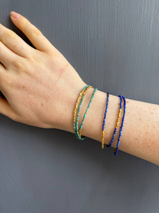 Lapis Triple Wrap Beaded Bracelet