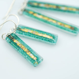 Aqua Golden Phase Bar Earrings