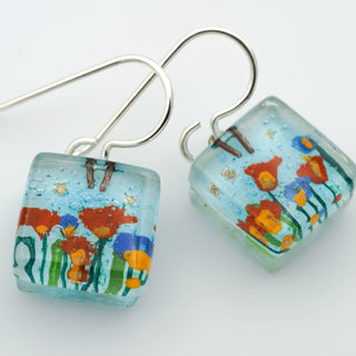 Stream Flowers Cube Earrings