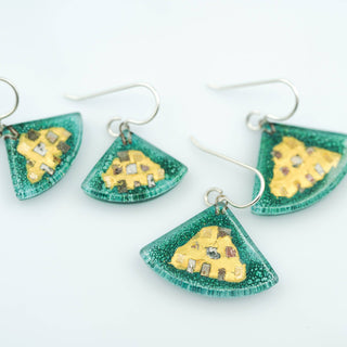 Aqua Golden Phase Fan Earrings