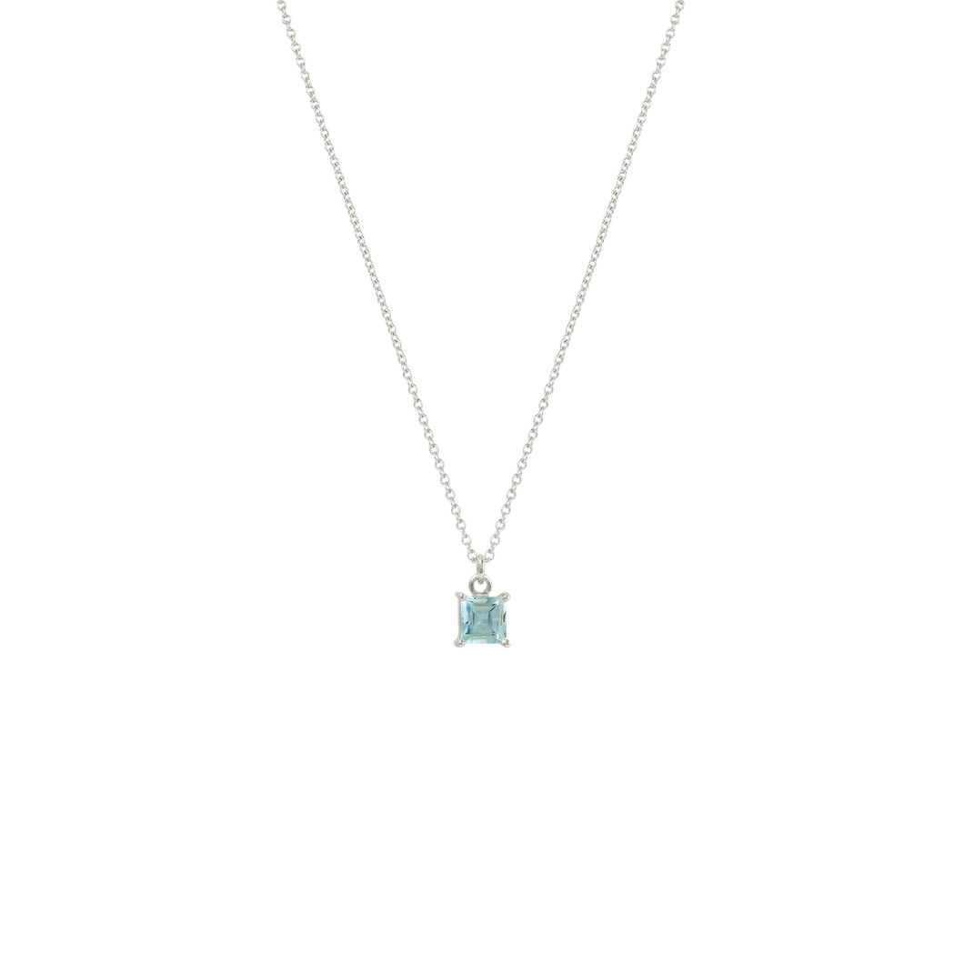Blue Topaz Square Necklace