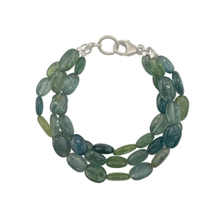 Multi Kyanite Triple Strand Bracelet in Silver or Vermeil