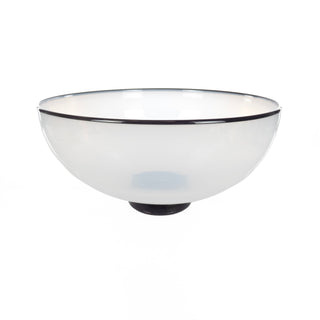 Transparent White Low Bowl with Black Lip Wrap