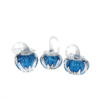 Blue Solid Glass Mini Pumpkins