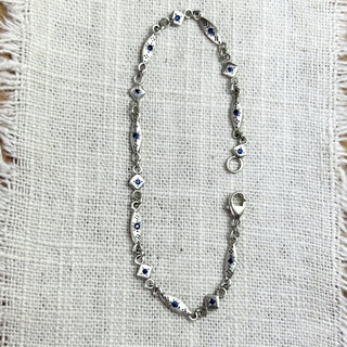 Sterling Silver Charm Bracelet with Sapphires