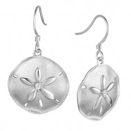 Sterling Silver Sand Dollar Earrings with Cubic Zirconia