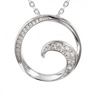 Wave Pendant with CZ