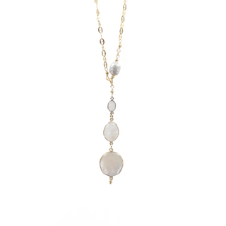 White Gemstone Trio Necklace
