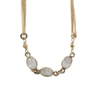 Triple Moonstone Double Chain Necklace