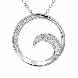 Wave Pendant with CZ