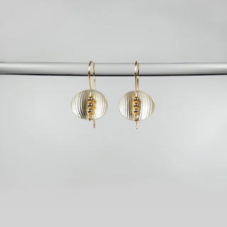Textured Circle and Bead Earrings