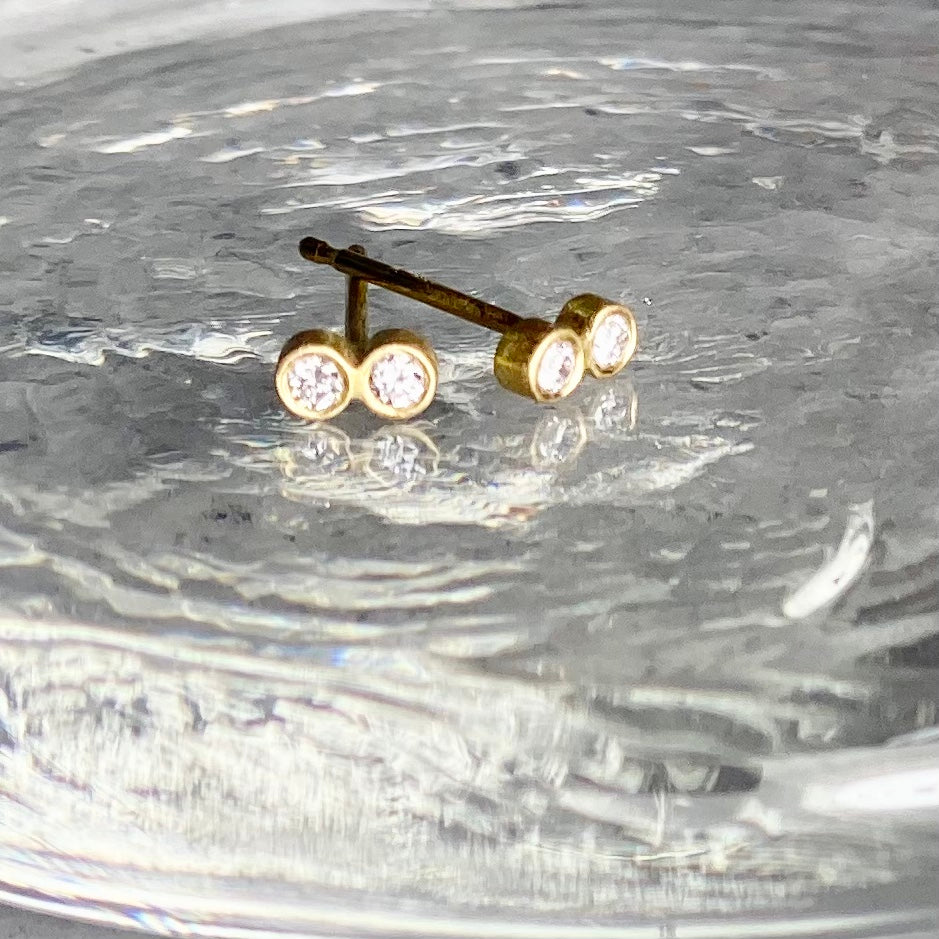 18k Double Diamond Stud Earrings with 2 Point Diamonds – The Glass ...