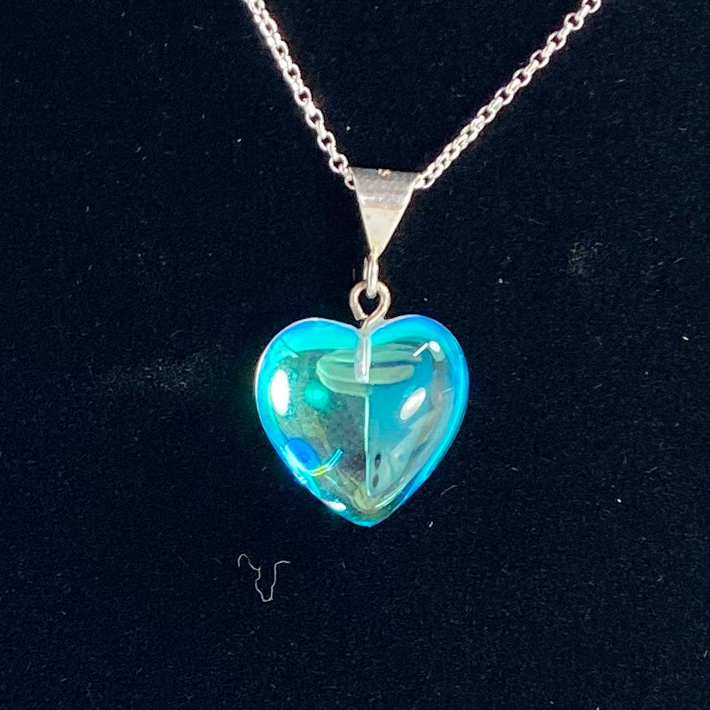 Small Dichroic Glass Heart Pendant