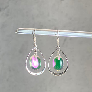 Dichroic Oval With Loop Earrings