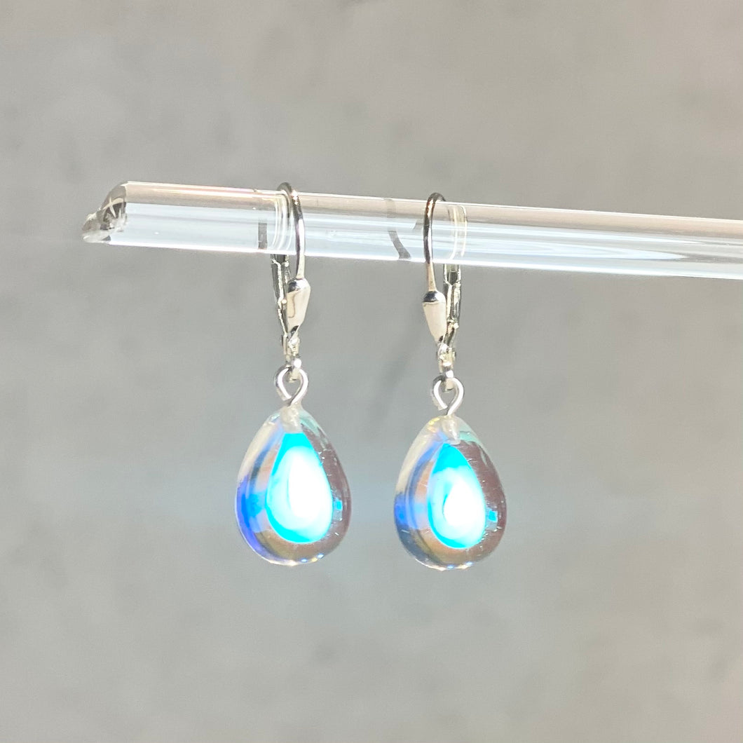 Small Dichroic Glass Drop Earrings