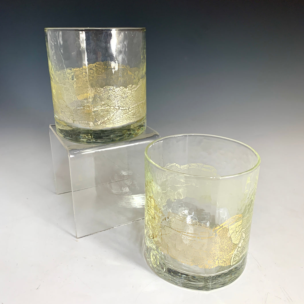 24k Gold Leaf Rocks Glass