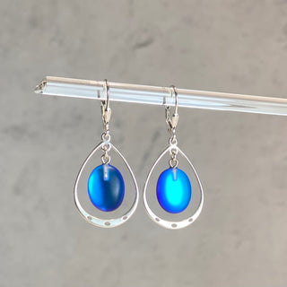 Dichroic Oval With Loop Earrings