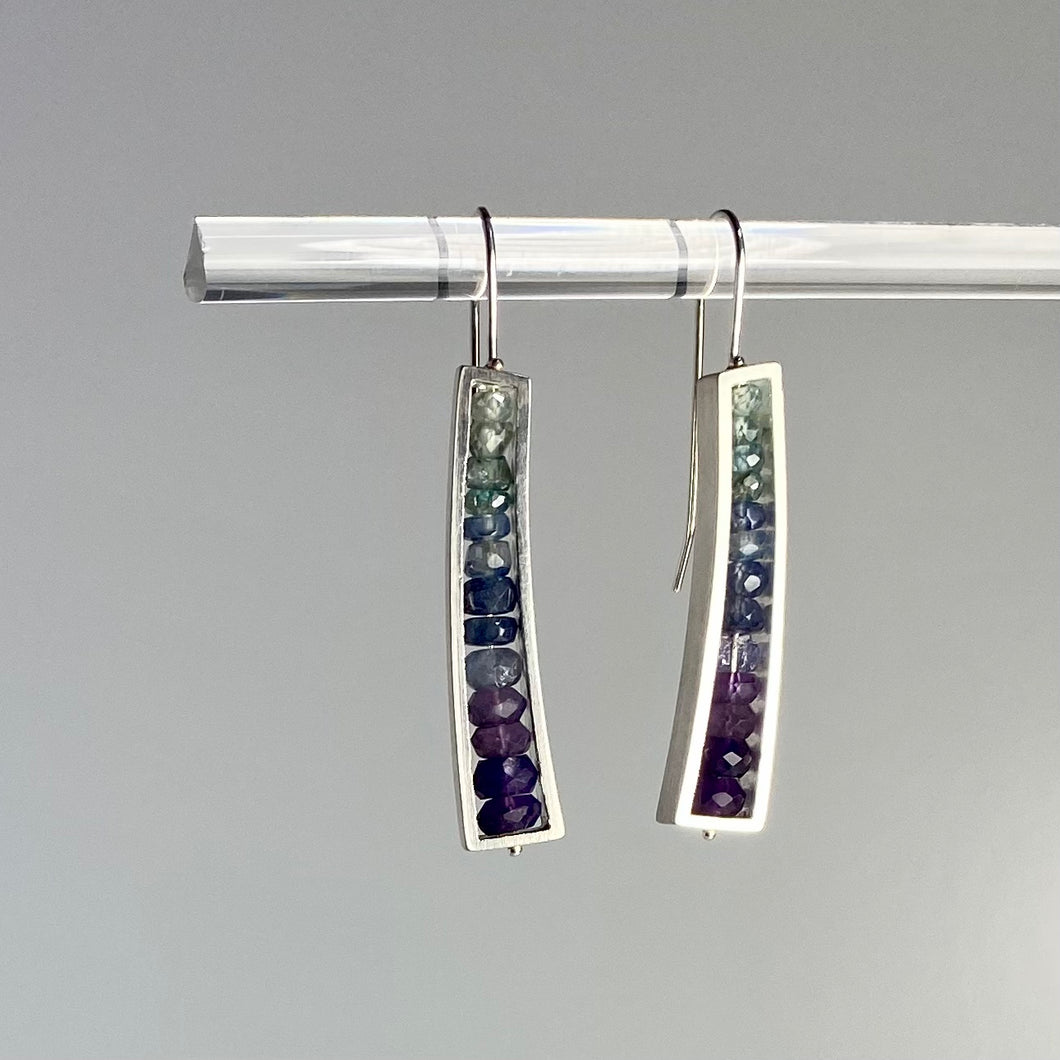 Medium Wedge Earrings with Blue and Purple Semiprecious Stones