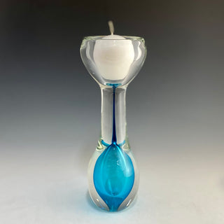 Classic Swedish Style Handblown Glass Tall Candle Holder
